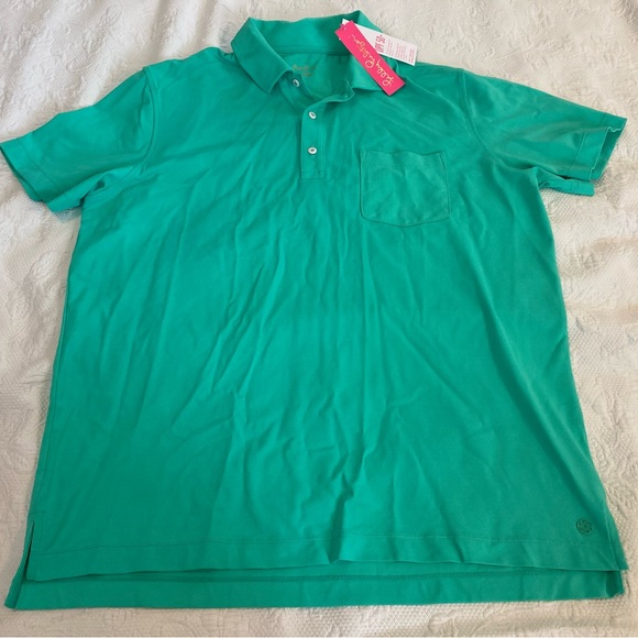 NWT LillyPulitzer Mens UPF50+ Polo in Gustavia Green size xl - Picture 5 of 8